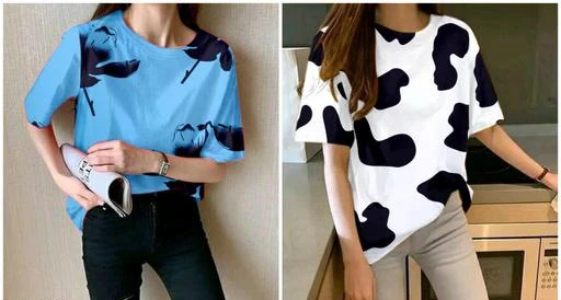 Checkout this latest Tshirts
Product Name: *OVER SIZE*
Fabric: Lycra
Sleeve Length: Short Sleeves
Pattern: Printed
Net Quantity (N): 2
Sizes:
S (Bust Size: 36 in, Length Size: 26 in) 
M (Bust Size: 38 in, Length Size: 26 in) 
L (Bust Size: 40 in, Length Size: 27 in) 
XL (Bust Size: 42 in, Length Size: 27 in) 
SHRIEZ PRINTED WOMEN TSHIRT
Country of Origin: India
Easy Returns Available In Case Of Any Issue


SKU: COM_BLUFLWR_COW_TSHIRT
Supplier Name: Shreiz

Code: 423-54974749-994

Catalog Name: Trendy Fabulous Women Tshirts 
CatalogID_14054314
M04-C07-SC1021