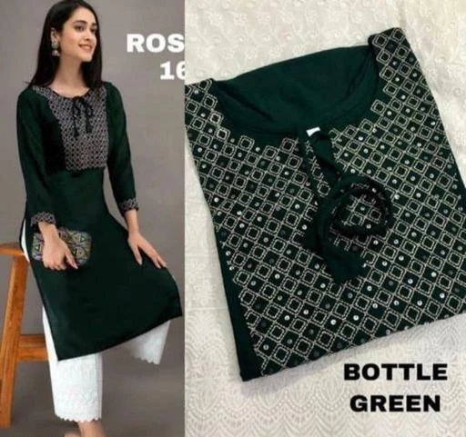 Checkout this latest Kurtis
Product Name: *Latest green sequence work kurti*
Fabric: Rayon
Sleeve Length: Three-Quarter Sleeves
Pattern: Solid
Combo of: Single
Sizes:
S (Bust Size: 36 in, Size Length: 47 in) 
L (Bust Size: 40 in, Size Length: 47 in) 
XL (Bust Size: 42 in, Size Length: 47 in) 
XXL (Bust Size: 44 in, Size Length: 47 in) 
XXXL (Bust Size: 46 in, Size Length: 47 in) 
Country of Origin: India
Easy Returns Available In Case Of Any Issue


Catalog Rating: ★4.1 (78)

Catalog Name: Aagam Ensemble Kurtis
CatalogID_14173763
C74-SC1001
Code: 292-55334076-994