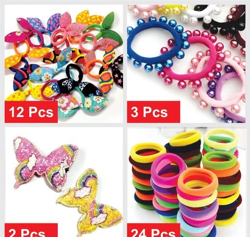 Checkout this latest Hair Accessories
Product Name: *Feminine Graceful Women Hair Accessories*
Material: Fabric
Net Quantity (N): 1
Multipack of 41: It includes 12 Pcs of Multi Colour Multi Print Rabbit Ear Rubber Bands, Small cute hairbands are suitable for little girls to make ponytails and,  24 pcs of Soft, metal-free Hair Rubber Bands, 3 Pcs Pearl Rubber Band, 2 pcs of shining Baby Hair Pins (Attractive shapes of Mickey Mouse and Butterfly etc. All Random designs as per availability). 
Sizes: 
Free Size
Country of Origin: China
Easy Returns Available In Case Of Any Issue


SKU: HF-4-RBT-PRL-BTRFLY-RBR-41
Supplier Name: HEMA FASHIONS

Code: 412-55411919-993

Catalog Name: Twinkling Graceful Women Hair Accessories
CatalogID_14198715
M05-C13-SC1088