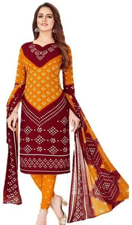 Checkout this latest Suits
Product Name: *Fashion valley Crepe Printed Salwar Suit Material  (Unstitched)*
Top Fabric: Synthetic + Top Length: 2 Meters
Bottom Fabric: Synthetic + Bottom Length: 2.26-2.50
Dupatta Fabric: Synthetic + Dupatta Length: 2.2 Meters
Lining Fabric: Synthetic
Type: Un Stitched
Pattern: Printed
Net Quantity (N): Single
Look flawless when you drape this beautiful punjabi patiyala clothing design with artistic approach of floral motif. This wonderful Crepe patiala chudithar will be a latest addition to your wardrobe. This unstitched trendy churidhar dress can be used for festive,wedding,office and casual wear. The salwar kameez designer comes along with a beautiful long dupatta which looks lovely. One of the best churidar kameez suit you will choose for yourself in the indian ethnic wear summer designs collection.The chudi material is printed and contains kurta, salwar and dupatta.Flaunt your curves & grab complimenting views with this cheap and best chudidhar like never before. Targets : Women, Ladies, Chudidar Packing Fabric: Crepe
Country of Origin: India
Easy Returns Available In Case Of Any Issue


SKU: FVVARSHA3254
Supplier Name: JFV

Code: 793-55962543-0091

Catalog Name: Trendy Alluring Salwar Suits & Dress Materials
CatalogID_14375883
M03-C05-SC1002