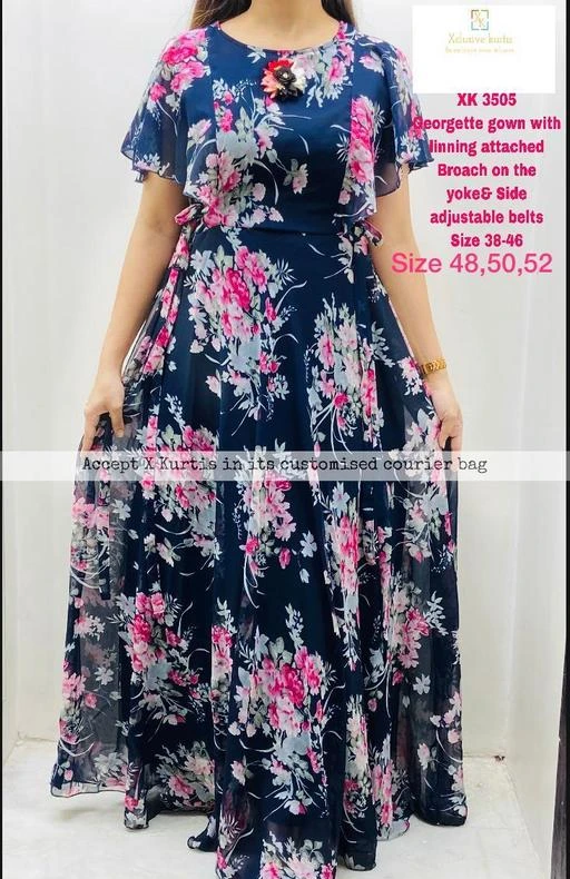 Checkout this latest Gowns
Product Name: *Chitrarekha Alluring Gown*
Fabric: Georgette
Sleeve Length: Short Sleeves
Pattern: Printed
Multipack: 1
Sizes:
XXL (Bust Size: 44 in) 
Country of Origin: India
Easy Returns Available In Case Of Any Issue


Catalog Rating: ★3.9 (55)

Catalog Name: Abhisarika Fashionable Gown
CatalogID_14462550
C79-SC1289
Code: 794-56231194-999