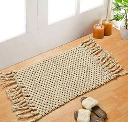  Cotton Macrame Rug Bedside 40x18 Offwhite / Fashionable Rugs