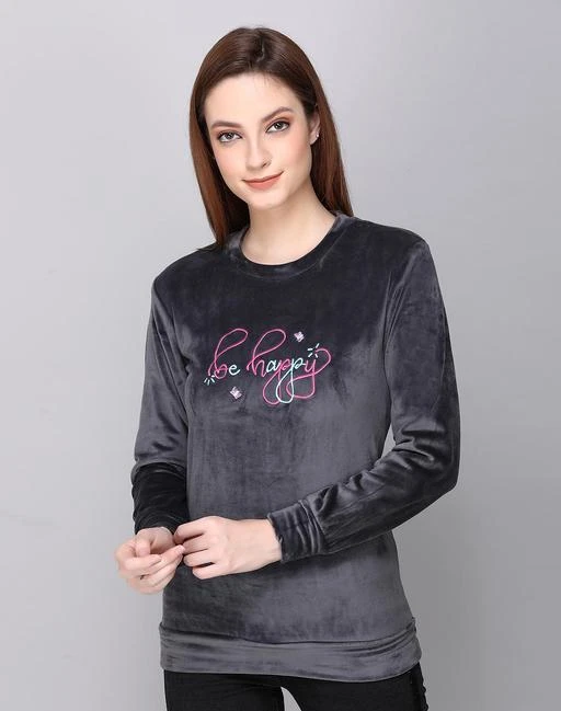 Checkout this latest Sweatshirts
Product Name: *Sweatshirt *
Fabric: Velvet
Sleeve Length: Long Sleeves
Pattern: Embroidered
Multipack: 1
Sizes:
S (Bust Size: 32 in, Length Size: 25 in, Waist Size: 32 in, Shoulder Size: 14 in) 
M (Bust Size: 34 in, Length Size: 26 in, Waist Size: 34 in, Shoulder Size: 15 in) 
L (Bust Size: 36 in, Length Size: 27 in, Waist Size: 36 in, Shoulder Size: 15 in) 
Country of Origin: India
Easy Returns Available In Case Of Any Issue


SKU: SWEATSHIRT_AZ
Supplier Name: DECENT APPARELS

Code: 745-56620071-999

Catalog Name: Fancy Latest Women Sweatshirts
CatalogID_14590441
M04-C07-SC1028