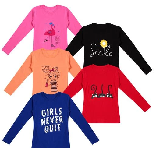 Checkout this latest Tshirts
Product Name: *DIAZ 100% Breathable Cotton Girls Full Sleeve T-Shirt | Girls Full Sleeve Printed T-shirt Combo - Casual Long Sleeve Tees, Regular Fit Round Neck Tops for Girls*
Fabric: Cotton
Sleeve Length: Long Sleeves
Pattern: Printed
Multipack: Pack Of 5
Sizes: 
6-7 Years (Bust Size: 26 in, Length Size: 19 in) 
7-8 Years (Bust Size: 27 in, Length Size: 19 in) 
8-9 Years (Bust Size: 28 in, Length Size: 20 in) 
9-10 Years (Bust Size: 29 in, Length Size: 20 in) 
10-11 Years (Bust Size: 30 in, Length Size: 21 in) 
11-12 Years (Bust Size: 31 in, Length Size: 22 in) 
12-13 Years (Bust Size: 32 in, Length Size: 22 in) 
13-14 Years (Bust Size: 33 in, Length Size: 23 in) 
Country of Origin: India
Easy Returns Available In Case Of Any Issue



Catalog Name: Cutiepie Fancy Girls Tshirts
CatalogID_14609789
C62-SC1143
Code: 859-56677549-9942