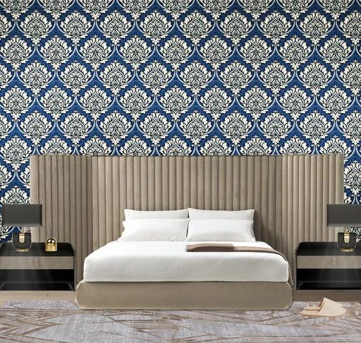 Blue And Black Damask Self adhesive Wallpaper  JAAMSO ROYALS