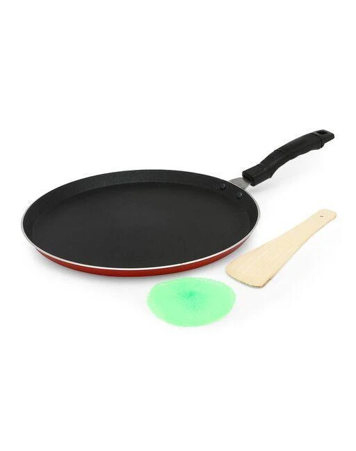Checkout this latest Tawas
Product Name: *Non Stick Dosa Tawa*
Material: Aluminium
Surface Coating: Non-Stick
Type: Non Stick
Product Breadth: 28 Inch
Product Height: 0.5 Inch
Product Length: 0.5 Inch
Net Quantity (N): Pack Of 1
-Non-stick tawa with 2-way non-stick coating for everyday home cooking. -Food grade 2-way non-stick coating. -Cooking surface has a 3 layered coating; outer layer has a finish with high temperature resistance (HTR) coating. -Sturdy construction with a thickness of 2 mm. -Cool touch bakelite handle offers a comfortable and firm grip. -Ideal for cooking roti, dosa, bhakris, chapatis, pancakes and more. -Compatible with gas stove. -Easy to clean and maintain. -Dishwasher Safe
Country of Origin: India
Easy Returns Available In Case Of Any Issue


SKU: TawaRed
Supplier Name: Shree Bhawani Junction

Code: 153-56832734-007

Catalog Name: Amazing Tawas
CatalogID_14657391
M08-C23-SC2262