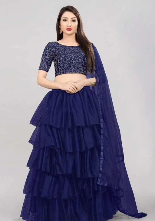 Checkout this latest Lehenga
Product Name: *Aagyeyi Superior Women Lehenga*
Topwear Fabric: Satin
Bottomwear Fabric: Net
Dupatta Fabric: Net
Set type: Choli And Dupatta
Top Print or Pattern Type: Embroidered
Bottom Print or Pattern Type: Ruffle
Dupatta Print or Pattern Type: Lace
Sizes: 
Semi Stitched (Lehenga Waist Size: 38 in, Lehenga Length Size: 42 in, Duppatta Length Size: 2 in) 
Free Size (Lehenga Waist Size: 38 m, Lehenga Length Size: 42 m, Duppatta Length Size: 2 m) 
OUR Name is enough to Delight Women. Our designer designs a gorgeous LEHENGA CHOLI for beautiful Indian women’s and girls. This lehenga choli is best GIFT for your sister and partner. Customer is our KING. Our most priority is customers SATISFACTION. And also 100% Best Quality Product With Good Fabrics.
Country of Origin: India
Easy Returns Available In Case Of Any Issue


SKU: AUDI NEVY BLUE
Supplier Name: NILKANTH CREATION

Code: 844-57199850-9912

Catalog Name: Aagyeyi Superior Women Lehenga
CatalogID_14769398
M03-C60-SC1005