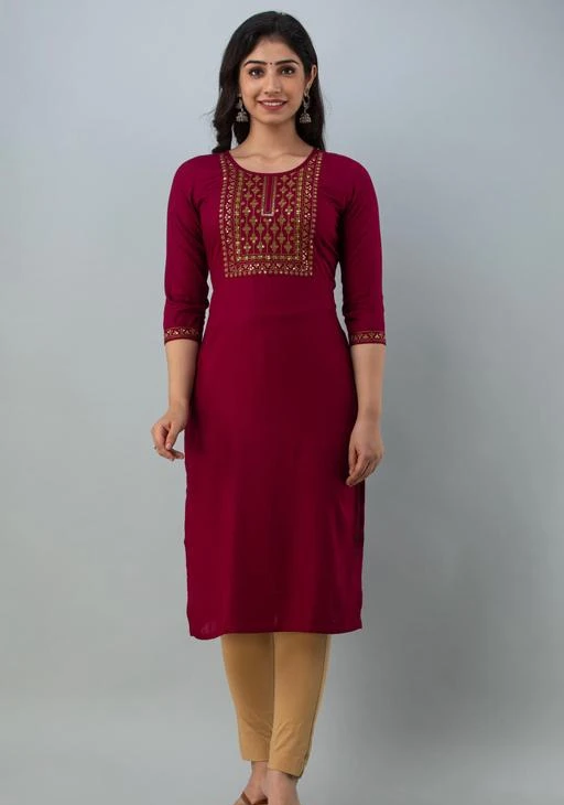 Checkout this latest Kurtis
Product Name: *Rayon embroidered kurti*
Fabric: Rayon
Sleeve Length: Three-Quarter Sleeves
Pattern: Embroidered
Combo of: Single
Sizes:
S (Bust Size: 36 in) 
M (Bust Size: 38 in) 
L (Bust Size: 40 in) 
XL (Bust Size: 42 in) 
XXL (Bust Size: 44 in) 
Attire4ever party & casual embroidered kurta. Fabric Style in classic colours. Styling Tip: This straight cut Embroidered Kurta can be worn to work as a casual wear kurta, daily wear kurta, festive wear kurta, party wear kurta outfit with leggings or accessorized as a festive outfit with flared palazzos or a skirt. Garment Fit: Garment is made with relaxed fit. Fabric Type: Garment is made of Rayon slub, which is 100% natural fabric that is suitable for all weather. Wash Care: Gentle machine wash.
Country of Origin: India
Easy Returns Available In Case Of Any Issue


SKU: DG-108WINEEMB
Supplier Name: Nitya Feb

Code: 853-57247069-9911

Catalog Name: Comfy Men Kurti
CatalogID_14783800
M03-C03-SC1001