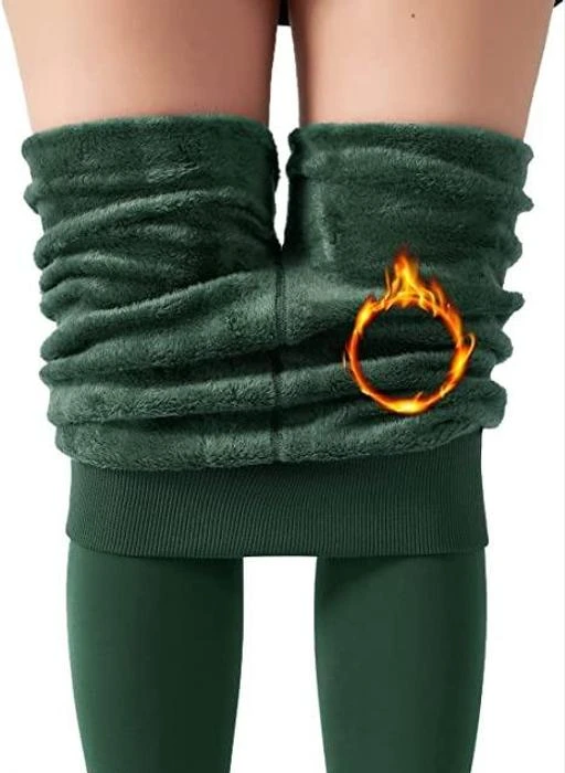  Winter Warm Fur Fleece Lined Leggings For Womengreen / Ravishing