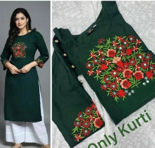 Checkout this latest Kurtis
Product Name: *Alisha Refined Kurtis*
Fabric: Rayon
Sleeve Length: Three-Quarter Sleeves
Pattern: Embroidered
Combo of: Single
Sizes:
M (Bust Size: 38 in) 
L (Bust Size: 40 in) 
XXL (Bust Size: 44 in) 
Country of Origin: India
Easy Returns Available In Case Of Any Issue


SKU: B- BIG FLOWER B-GREEN (ONLY KURTI)
Supplier Name: ARAMO-X

Code: 714-57627163-999

Catalog Name: Alisha Refined Kurtis
CatalogID_14906674
M03-C03-SC1001