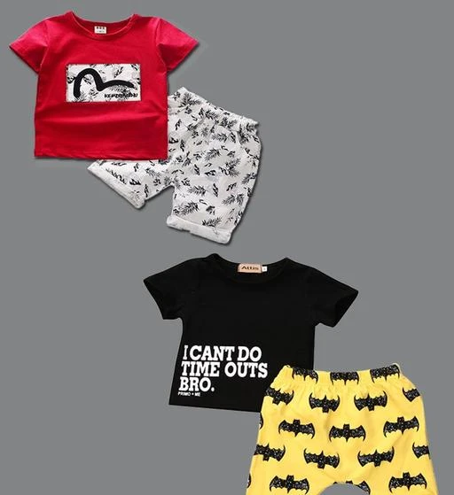 Checkout this latest Clothing Set
Product Name: *Stylish kids clothing set pack of 2*
Top Fabric: Cotton
Bottom Fabric: Cotton
Sleeve Length: Short Sleeves
Top Pattern: Printed
Bottom Pattern: Printed
Net Quantity (N): Pack Of 2
Add-Ons: Top/Tshirt
Sizes:
0-6 Months (Top Chest Size: 9.5 in, Top Length Size: 13 in, Bottom Waist Size: 14 in, Bottom Length Size: 9 in) 
6-12 Months (Top Chest Size: 9.5 in, Top Length Size: 13 in, Bottom Waist Size: 14 in, Bottom Length Size: 9 in) 
1-2 Years (Top Chest Size: 10.5 in, Top Length Size: 14 in, Bottom Waist Size: 15 in, Bottom Length Size: 9 in) 
2-3 Years (Top Chest Size: 11 in, Top Length Size: 15 in, Bottom Waist Size: 16 in, Bottom Length Size: 9.5 in) 
3-4 Years (Top Chest Size: 11.5 in, Top Length Size: 16 in, Bottom Waist Size: 17 in, Bottom Length Size: 9.5 in) 
4-5 Years (Top Chest Size: 12 in, Top Length Size: 16.5 in, Bottom Waist Size: 18 in, Bottom Length Size: 10 in) 
Lofn Stylish Kids Clothing Set Pack of 2
Country of Origin: India
Easy Returns Available In Case Of Any Issue


SKU: KDST2-KDST8-RDWH
Supplier Name: Gini & Jony-

Code: 973-57734810-999

Catalog Name: Agile Stylish Boys Top & Bottom Sets
CatalogID_14942218
M10-C32-SC1182