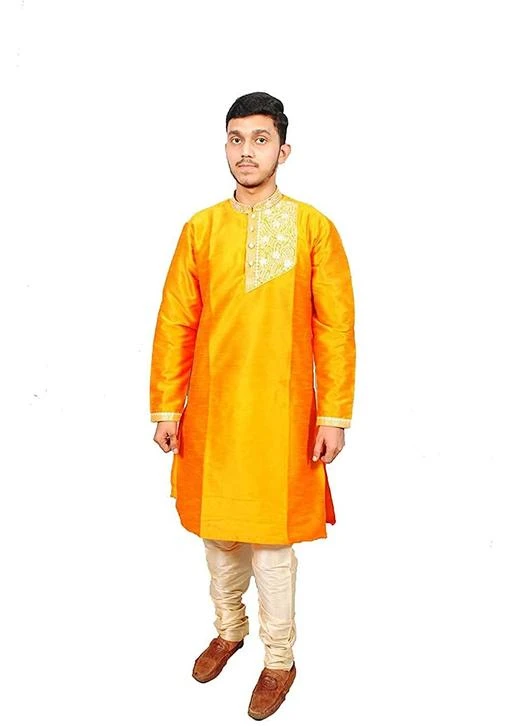 Checkout this latest Kurta Sets
Product Name: *ONE FORT Men's Royal Black Cotton Silk Blend Kurta and Pjama Set*
Top Fabric: Art Silk
Bottom Fabric: Art Silk
Scarf Fabric: Art Silk
Sleeve Length: Long Sleeves
Bottom Type: Churidar Pant
Stitch Type: Stitched
Pattern: Printed
Sizes:
S, M (Chest Size: 42 in, Top Length Size: 38 in, Top Waist  Size: 42 in, Top Hip Size: 42 in, Bottom Waist Size: 50 in, Bottom Hip Size: 50 in, Bottom Length Size: 40 in) 
ONE FORT  brings to you these stylish kurta pyjama for men cotton or cotton blended material stitched meticulously to fit all body type. This fabric has been designed keeping in mind the latest trends in a casual fashion or occassional fashion. Engineering garments which fit all body types and style is our aim. These kurta pajama for men party wear or regular wear are made with superior quality very soft fabric and comfortable wear. For one of those big parties just pair the set with a Modi Jacket for mens stylish to avoid carrying a servani or indo western for men. We are giving a churidar with the kurtha but you can also add a dhoti for men for a change in look in the next get together. To complete the look adorn a mojari or jutti slippers for men stylish, you may also try an authentic Kohlapuri chappal for men, the fashionistas and millennial folks may experiment with a brogues or oxfords juta for men stylish. Suitable for: Party, Weddings, Regular Wear, Celebrations, Occasions, Festivals, Lohri, Pongal, Makar Sakranti, Baisakhi, Holi, Eid, Raksha Bandhan, Dussehra, Diwali, Navratri, Pooja, Christmas, Onam, Ganesh Chaturthi, Janmasthmi and Gifts for Mens.
Country of Origin: India
Easy Returns Available In Case Of Any Issue


SKU: _PQ6TUgb
Supplier Name: ONE FORT

Code: 376-57735803-9951

Catalog Name: Ethnic Men Kurta Sets
CatalogID_14942634
M06-C18-SC1201