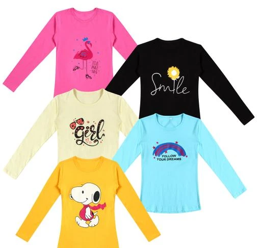 Checkout this latest Tshirts
Product Name: *MYO 100% Breathable Cotton Girls Full Sleeve T-Shirt | Girls Full Sleeve Printed T-shirt Combo - Casual Long Sleeve Tees, Regular Fit Round Neck Tops for Girls*
Fabric: Cotton
Sleeve Length: Long Sleeves
Pattern: Printed
Multipack: Pack Of 5
Sizes: 
6-7 Years (Bust Size: 26 in, Length Size: 19 in) 
7-8 Years (Bust Size: 27 in, Length Size: 19 in) 
8-9 Years (Bust Size: 28 in, Length Size: 20 in) 
9-10 Years (Bust Size: 29 in, Length Size: 20 in) 
10-11 Years (Bust Size: 30 in, Length Size: 21 in) 
11-12 Years (Bust Size: 31 in, Length Size: 22 in) 
12-13 Years (Bust Size: 32 in, Length Size: 22 in) 
13-14 Years (Bust Size: 33 in, Length Size: 23 in) 
Country of Origin: India
Easy Returns Available In Case Of Any Issue


SKU: GFSV2110_CO5_15
Supplier Name: Volex Products

Code: 809-57864289-9942

Catalog Name: Agile Fancy Girls Tshirts
CatalogID_14984418
M10-C32-SC1143