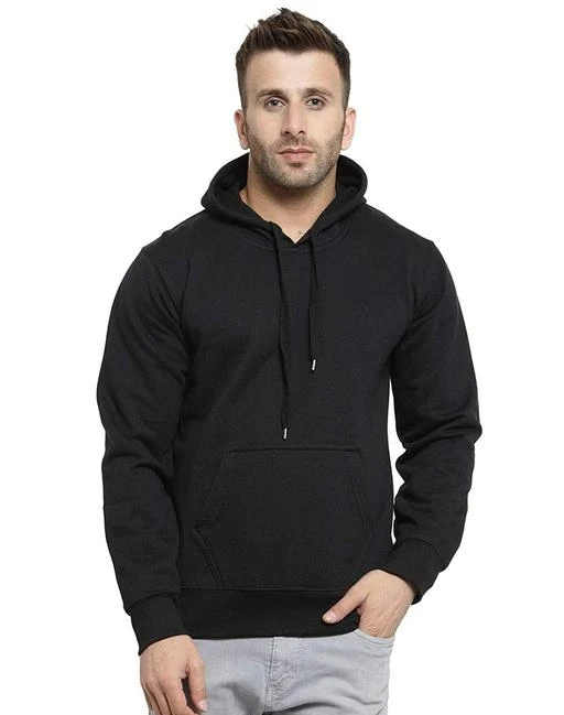 Trendyz cotton black 2024 hooded sweatshirt for men