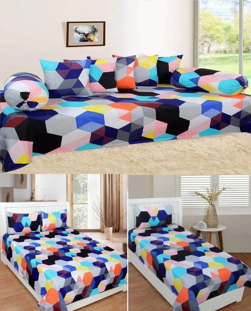 Checkout this latest Diwan Sets_2000-3000
Product Name: *Elegant Attractive Diwan Sets, Double Bed Sheet & Single Bedsheet Combo*
Bedsheet Fabric: Polycotton
Bolster Cover Fabric: Polycotton
Cushion Cover Fabric: Polycotton
No. of Bedsheets: 1
No. of Bolster Covers: 2
No. of Cushion Covers: 5
Thread Count: 140
Print or Pattern Type: 3d Printed
Multipack: 3
Sizes: 
Free Size (Bedsheet Length Size: 90 in Bedsheet Width Size: 90 inSingle Bedsheet Length Size 90 in  Bedsheet Width Size: 60 in Pillow Cover Length Size : 26 in Pillow Cover Width Size 26 in Bolster Cover Length Size: 31 in Bolster Cover Width Size: 16 in Cushion Cover Length Size: 16 in Cushion Cover Width Size: 16 in) 
Description: It Has 1 Double Bedsheet 2 Pillow Cover 1 Single Bedsheet 1 Pillow Cover 1 Diwan Single Bedsheet  5 Cushion Covers & 2 Bloster Cover
Country of Origin: India
Easy Returns Available In Case Of Any Issue


SKU: SPBDSC_1
Supplier Name: SKM Creations

Code: 827-5808428-9771

Catalog Name: Elegant Attractive Diwan Sets Double Bed Sheet & Single Bedsheet Combo
CatalogID_875185
M08-C24-SC2361
