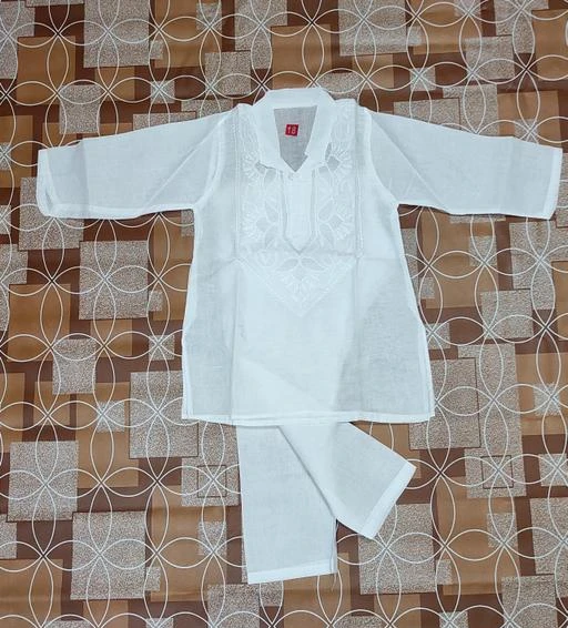 Checkout this latest Kurta Sets
Product Name: *Lucknowi Kurta Pajama for Boys.*
Top Fabric: Cotton
Bottom Fabric: Cotton
Bottom Type: pyjamas
Net Quantity (N): 1
Trendy Lucknowi Chikan Kurta Pajama for Boys.
Sizes: 
0-1 Years (Top Length Size: 16 in, Bottom Length Size: 18 in) 
1-2 Years (Top Length Size: 18 in, Bottom Length Size: 20 in) 
Country of Origin: India
Easy Returns Available In Case Of Any Issue


SKU: Plain Boys Kurta Pajama WHITE
Supplier Name: Manas traders-

Code: 692-58105564-005

Catalog Name: Princess Elegant Kids Boys Kurta Sets
CatalogID_15067287
M10-C32-SC1170