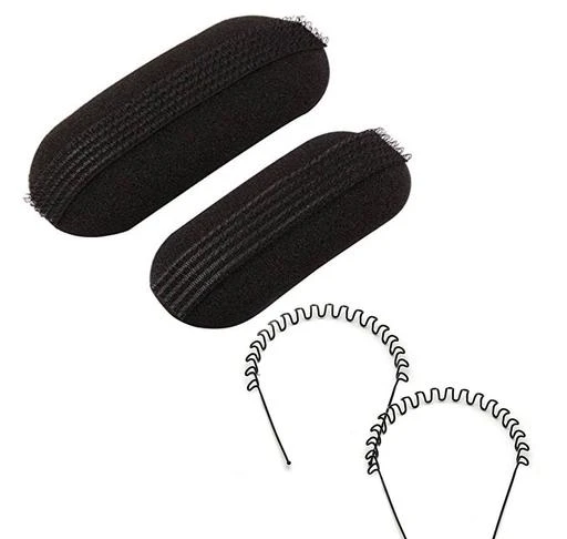  - Pack Of Hair Puff Maker Bun Clips Set Of 2 With Zig Zag Hair  Band 2 /
