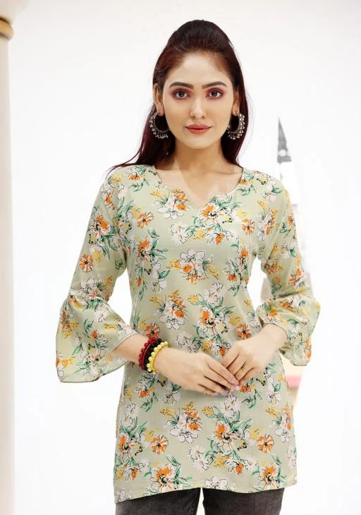 Checkout this latest Tops & Tunics
Product Name: *Fancy Designer Women Tops & Tunics*
Fabric: Rayon
Sleeve Length: Three-Quarter Sleeves
Pattern: Printed
Sizes:
M (Bust Size: 38 in, Length Size: 27 in) 
L (Bust Size: 40 in, Length Size: 27 in) 
XL (Bust Size: 42 in, Length Size: 27 in) 
XXL (Bust Size: 44 in, Length Size: 27 in) 
Country of Origin: India
Easy Returns Available In Case Of Any Issue


SKU: fancy printed top(g)
Supplier Name: Satya Garments

Code: 032-58688746-053

Catalog Name: Fancy Designer Women Tops & Tunics
CatalogID_15261510
M04-C07-SC1020