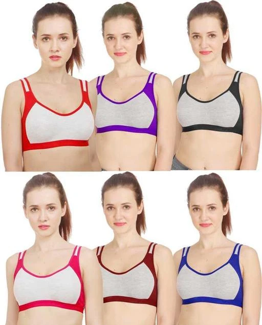 Checkout this latest Sports Bra
Product Name: *Jyoti Enterprise Jockey Sports Bra Women Cotton Non Padded Daily Wire Free Full-Coverage Bra Workout Sports Seamless Beginners Bra Regular Fit Full Covered Gym Bra HOT Bra Soft Bra Invisible Neckline Full Cup Sports Bra Women Sports Non Padded Bra  (Multicolor) (Pack of 6)*
Fabric: Cotton
Color: Multicolor
Coverage: Full
Closure: Back Closure
Multipack: 6
Occassion: Everyday
Padding: Non Padded
Print or Pattern Type: Solid
Straps: Regular
Type: Sports Bra
Wiring: Non Wired
Add On: Straps
Sizes: 
32A (Underbust Size: 31 in, Overbust Size: 32 in) 
Country of Origin: India
Easy Returns Available In Case Of Any Issue



Catalog Name: Sassy Women Sports Bra
CatalogID_15305799
C79-SC1409
Code: 535-58829808-027