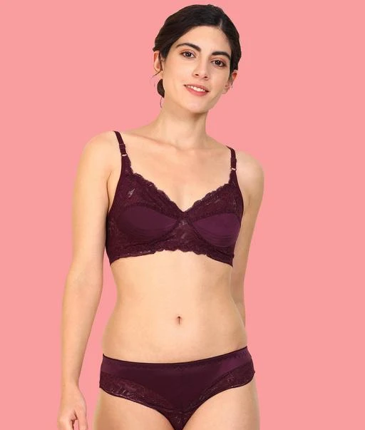Women Cotton Bra Panty Set for Lingerie Set ( Pack of 1 ) ( Color : Pink )