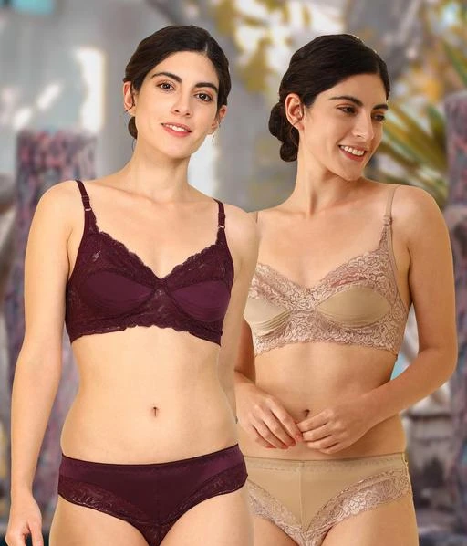  Women Cotton Bra Panty Set For Lingerie Set Undergarments Ladies