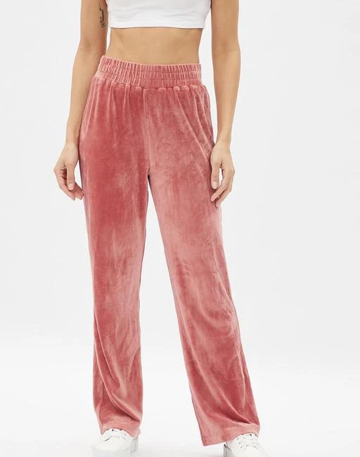  Harpa Pink Solid Casual Straight Fit Track Pants / Elegant Women