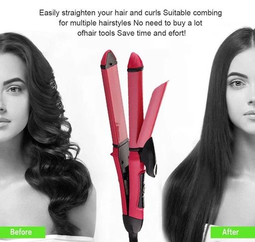  - 2in1 Ceramic Plate Essential Combo Beauty Set Of Hair  Straightener