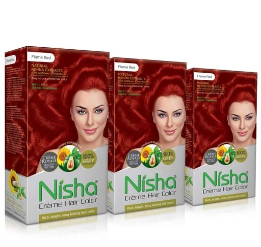 Fcity In Nisha Creme Hair Colour Flame Red 60gm 90ml 18ml Nisha Conditioner