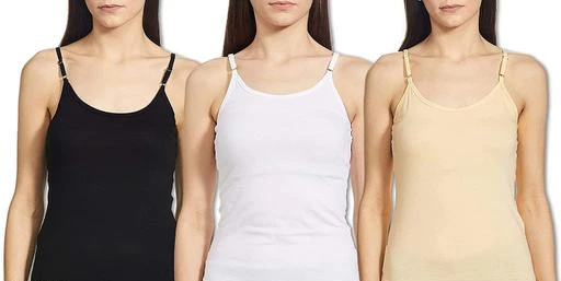 Checkout this latest Camisoles
Product Name: *Women's Ladies Adjustable Strap Slip Camisole Spaghetti Top Innerwear 3 Pieces Combo*
Fabric: Cotton
Pattern: Self-Design
Net Quantity (N): 3
e. Women's Cotton Basic Relaxed Fit Detachable Strap Camisole. Ladies Stylish Sexy Inner Wear daily use Tank Tops. Spaghetti top for women
Sizes: 
XS (Bust Size: 28 in, Length Size: 12 in) 
S (Bust Size: 28 in, Length Size: 12 in) 
M (Bust Size: 30 in, Length Size: 13 in) 
Country of Origin: India
Easy Returns Available In Case Of Any Issue


SKU: Bra_step_camisole_3pcs_combo
Supplier Name: Goyal Store Bhander

Code: 852-59704930-953

Catalog Name: Comfy Women Camisoles
CatalogID_15619865
M04-C09-SC1047