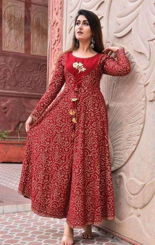 Solid Zari  Sequins Embroidered Anarkali Gown With Embroidered Dupatt