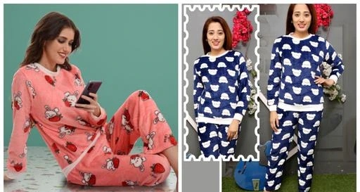Checkout this latest Nightsuits
Product Name: *Stylish Women Winter Nightsuit*
Top Fabric: Wool
Bottom Fabric: Wool
Top Type: Tshirt
Bottom Type: Pyjamas
Sleeve Length: Long Sleeves
Pattern: Printed
Net Quantity (N): 2
Sizes:
S (Top Bust Size: 35 in, Top Length Size: 24 in, Bottom Waist Size: 32 in, Bottom Length Size: 36 in) 
It's best fabric winter nightsuit for women it will feel comfortable in this winter season
Country of Origin: India
Easy Returns Available In Case Of Any Issue


SKU: Yashasvi-10544
Supplier Name: NAVYA TRADERS

Code: 307-60106528-0051

Catalog Name: Divine Alluring Women Nightsuits
CatalogID_15757035
M04-C10-SC1045