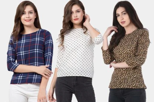 Checkout this latest Tops & Tunics
Product Name: *Fancy Fashionable Women Tops & Tunics*
Fabric: Crepe
Sleeve Length: Three-Quarter Sleeves
Pattern: Printed
Net Quantity (N): 3
Sizes:
S, M, L, XL
tops for women, tops, top womens top, womens top under 200, womens top under 300, tops and tunics, tunics, trending, trending top, new top, stylish top, ladies top, top for ladies, tops & tunics, womens tops & tunics, womens top combo under 200, womens top combo under 300, womens top pack of 3, womens top combo pack of 3
Country of Origin: India
Easy Returns Available In Case Of Any Issue


SKU: ST-2CRCM3-CB-WHT-CP
Supplier Name: STYLANDER

Code: 893-60246336-9951

Catalog Name: Fancy Fashionable Women Tops & Tunics
CatalogID_15804693
M04-C07-SC1020