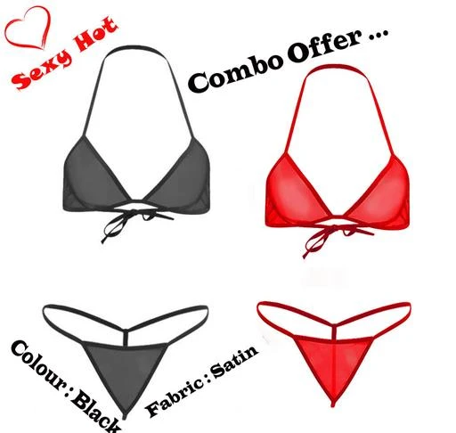 Checkout this latest Lingerie Sets
Product Name: *Women Sheer Net Bra Panty Lingerie Set hot Sexy night dress Black & Red*
Fabric: Satin
Sleeve Length: Sleeveless
Pattern: Self-Design
Multipack: 2
Add ons: Set
Sizes:
S, M
Size : FREE. Fits well for regular Small, Medium and Large sizes. Size range : Bust (28 to 38 inch), Waist (28 to 34 inch) Style : Women super hot see through mesh bra panty lingerie set. Halter V-neck bra , with elastic panty. Material : Soft , stretchable mesh fabric. See-through material. Packaging : Product is shipped in 100% DISCREET PACKAGING. We value your privacy. Package Includes : 1 x Women bra panty lingerie set Style : Women innerwear bra panty lingerie set. Halter Neck bra design. Elastic band panty. See through mesh material. Super soft, light weight and comfortable fabric. Perfect innerwear for regular wear or hot lingerie for romantic nights, honeymoon lingerie , valentine gift or any special nights.
Easy Returns Available In Case Of Any Issue


SKU: BD-Com93(1)
Supplier Name: ELEGANT SHOPPE

Code: 013-60260032-997

Catalog Name: Inaaya Adorable Women  Lingerie Sets
CatalogID_15810099
M04-C09-SC1043