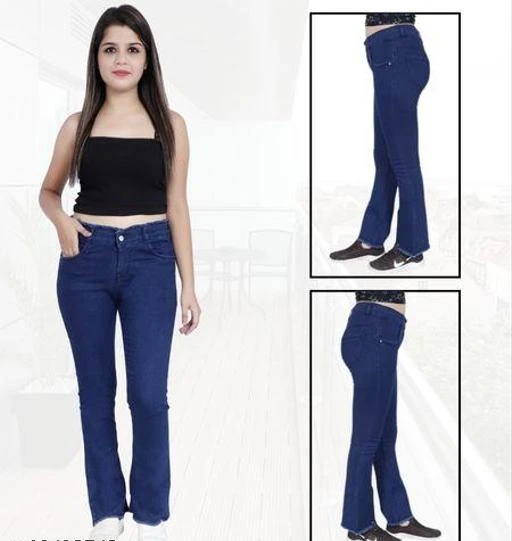 Women's Denim Solid Bell Bottom Jeans