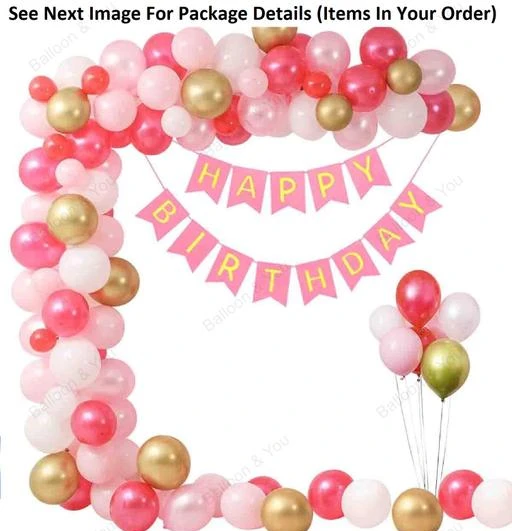 41pcs/set Gold Birthday Party Decorations,Happy Birthday Banner,Gold White  Birthday Decorations Supplies Balloons