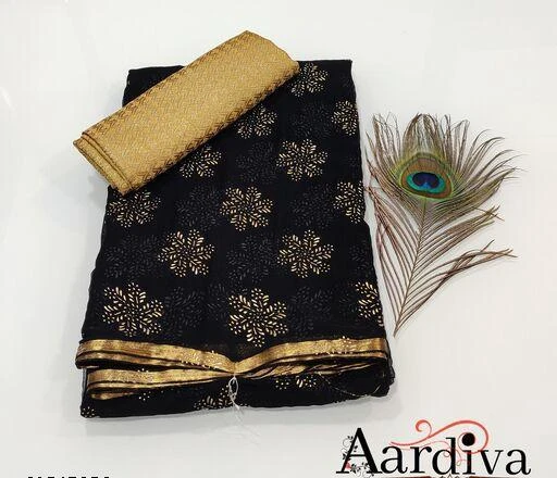 Checkout this latest Sarees
Product Name: *Kashvi Alluring Sarees*
Saree Fabric: Chiffon
Blouse: Separate Blouse Piece
Blouse Fabric: Cotton Linen
Pattern: Embellished
Blouse Pattern: Zari Woven
Sizes: 
Free Size
Country of Origin: India
Easy Returns Available In Case Of Any Issue


SKU: star black chiku foil print
Supplier Name: shri ram fashion

Code: 463-61547956-9961

Catalog Name: Aagam Superior Sarees
CatalogID_16229614
M03-C02-SC1004