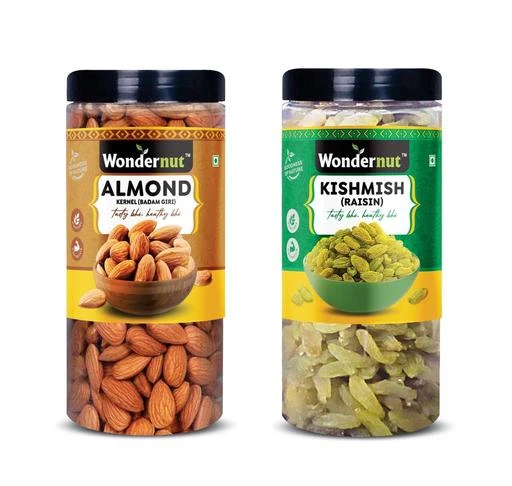 Checkout this latest Dry Fruits
Product Name: *Wondernut Premium California Almonds (250g) & Raisins Kishmish (250g) Dry Fruits Combo Pack 500g- Almonds, Raisins  (2 x 250 g)*
Product Name: Wondernut Premium California Almonds (250g) & Raisins Kishmish (250g) Dry Fruits Combo Pack 500g- Almonds, Raisins  (2 x 250 g)
Brand Name: Wondernut
Brand: others
Form: Softgel
Quantity: Below 250mg
Multipack: 2
Maximum Shelf Life: 6 months
 All your daily nutrient needs are now in an single pack at best price. This pack Includes: California almonds 250g & Raisins Kishmish 250g.
Country of Origin: India
Easy Returns Available In Case Of Any Issue


SKU: 205042
Supplier Name: AMAN FOOD CORPORATION

Code: 744-61567205-897

Catalog Name: Wondernut FancyDry Fruits 
CatalogID_16236007
M16-C66-SC1738