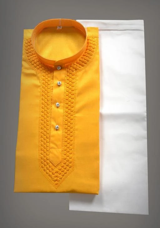 Checkout this latest Kurtas
Product Name: *Cotton Kurta *
Fabric: Cotton
Sleeve Length: Long Sleeves
Pattern: Embroidered
Combo of: Single
Sizes: 
M (Chest Size: 42 in, Length Size: 38 in) 
L (Chest Size: 44 in, Length Size: 40 in) 
XL (Chest Size: 46 in, Length Size: 42 in) 
XXL (Chest Size: 48 in, Length Size: 44 in) 
Kurta And Payjama Cotton Set
Country of Origin: India
Easy Returns Available In Case Of Any Issue


SKU: TRKPYLW
Supplier Name: T. R CHIKAN

Code: 144-62178456-9401

Catalog Name: Designer Men Kurtas
CatalogID_16459124
M06-C18-SC1200