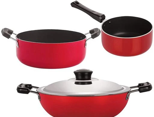 Checkout this latest Pot & Pan Sets
Product Name: *Nirlon Non-Stick Aluminium BPA Free Non-Toxic Healthy Kitchen Cooking Utencils Combo Stes*
Material: Aluminium
Shape: Round
Surface Coating: Non Stick.
Product Breadth: 11 Cm
Product Height: 15 Cm
Product Length: 13 Cm
Net Quantity (N): Pack Of 3
Established in the year 1994, Nirlon is in manufacturing of nonstick cookware and kitchen products that enable our customers to cook healthy, tasty food with convenience. Our products are made from non-toxic and high grade raw material, which brings warmth to every meal by creating a perfect blend of aesthetics and functionality. We are inspired by trends to create beautiful kitchen stories that bring out the culinary artist in you.
Country of Origin: India
Easy Returns Available In Case Of Any Issue


SKU: DKD(M)_SP(B)_CS20_________
Supplier Name: NIRLON KITCHENWARE PVT LTD

Code: 8011-62385770-5885

Catalog Name: Nirlon Pot & Pan Sets
CatalogID_16526087
M08-C23-SC1595