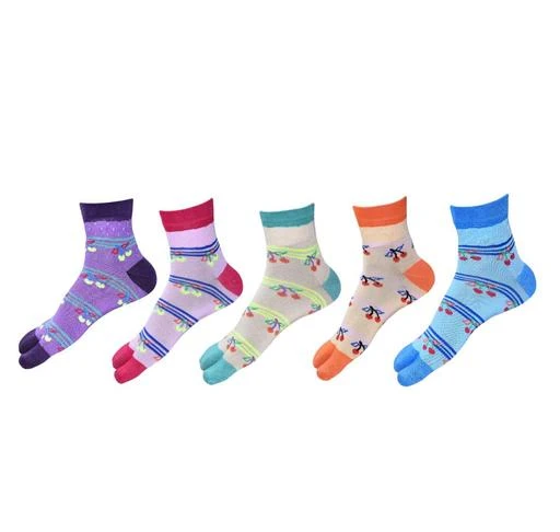Women's Ankle Length Cotton Thumb Socks, Pack of 5
