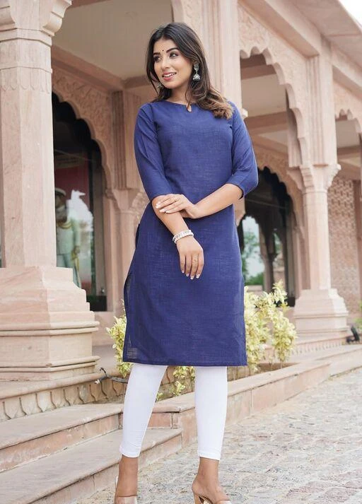 Checkout this latest Kurtis
Product Name: *Trendy Graceful Kurtis*
Fabric: Cotton
Sleeve Length: Three-Quarter Sleeves
Pattern: Solid
Combo of: Single
Sizes:
M (Bust Size: 38 in, Size Length: 42 in) 
L (Bust Size: 40 in, Size Length: 42 in) 
XL (Bust Size: 42 in, Size Length: 42 in) 
XXL (Bust Size: 44 in, Size Length: 42 in) 
Impress Everyone With Your Stunning Traditional Look By Wearing This Beautiful Product From The Hosue Of 