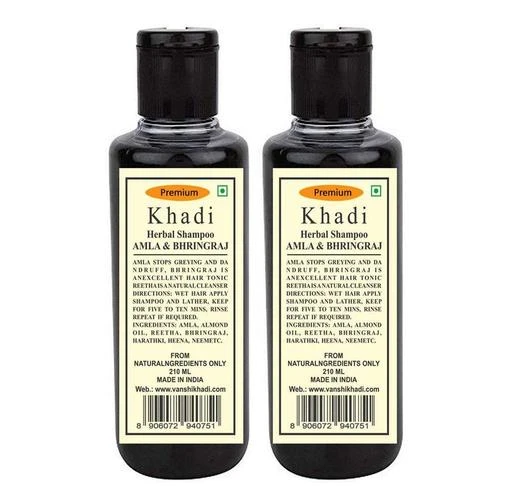  - Premium Khadi Amla Bhringraj Shampoo Pack Of 2 210ml / Khadi  Herbal