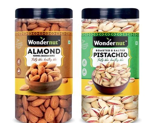 Checkout this latest Dry Fruits
Product Name: *Premium California Almond (500g) and Pista (500g) 1kg Dry Fruits Combo Pack- Almonds, Pistachios  (2 x 0.5 kg)*
Product Name: Premium California Almond (500g) and Pista (500g) 1kg Dry Fruits Combo Pack- Almonds, Pistachios  (2 x 0.5 kg)
Brand Name: Wondernut
Brand: others
Form: Softgel
Quantity: Below 250mg
Multipack: 2
Maximum Shelf Life: 6 months
 All your daily nutrient needs are now in an single pack at best price. This pack Includes: • California Almonds 500g • Roasted Salted Pistachios 500g
Country of Origin: India
Easy Returns Available In Case Of Any Issue


SKU: 205065
Supplier Name: AMAN FOOD CORPORATION

Code: 489-62847749-0971

Catalog Name: Wondernut Classic Dry Fruits
CatalogID_16678591
M16-C66-SC1738