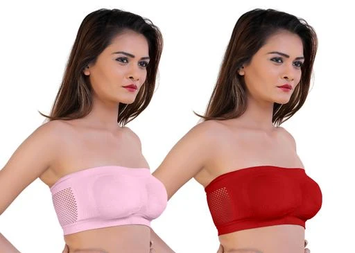  Women Cotton Nonpadded Wire Tube Bra Pack Of 2size 28 To 34 /  Sassy