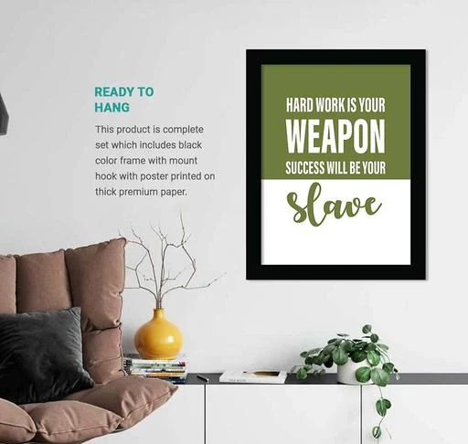 Checkout this latest Paintings
Product Name: *RELANTA-Arts Quotes Frame - Motivational Quotes Framed Poster for Room and Office Decor - Framed Wall Art Frames Red (11 inch x 14 inch, Framed Synthetic Wood)*
Material: MDF Wood
Product Length: 10 cm
Product Breadth: 10 cm
Product Height: 10 cm
Leave your guests mesmerized as you change the look of your room with eye-catchy art prints. These decor items come in a variety of themes and sizes that you can choose from.Designed using quality digital printing technology to satisfy your esthetic taste, we use only premium quality Digital Print that is eco-friendly. These designs add an imperial look to your walls and boast of charm. Special series of high definition prints is designed in a very extraordinary way by using a quality of eye popping colours which puts a very attracting reflection towards it. Also it is framed in a black frame. A perfect wall decoration art piece for living room, bedroom, kitchen, dining room, hotel, cafe, bar etc.. This wall decor piece will definitely create the right home accent you want, brighten up your space and impress your guests.To ensure that our canvas prints are delivered in pristine condition, they are packed with utmost care.Unframed Canvas are rolled in Hard Cardboard Roll.For more beautiful and elegant wall art
Country of Origin: India
Easy Returns Available In Case Of Any Issue


SKU: JJGiRDzf
Supplier Name: RELANTA™

Code: 992-62909018-993

Catalog Name: Trendy Paintings
CatalogID_16701542
M08-C25-SC1611