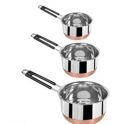 Stainless Steel Copper Bottom Induction Base Sauce Pan Cookware with Handle  1 L