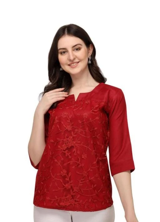 Checkout this latest Tops & Tunics
Product Name: *Urbane Glamorous Women Tops & Tunics*
Fabric: Cotton
Sleeve Length: Three-Quarter Sleeves
Pattern: Embroidered
Net Quantity (N): 1
Sizes:
S (Bust Size: 36 in, Length Size: 28 in) 
M (Bust Size: 38 in, Length Size: 28 in) 
L (Bust Size: 40 in, Length Size: 30 in) 
XL (Bust Size: 42 in, Length Size: 30 in) 
XXL (Bust Size: 44 in, Length Size: 30 in) 
Hexa Red Cherry Top Pure Heavy Cotton and net with Fully Embroidered
Country of Origin: India
Easy Returns Available In Case Of Any Issue


SKU: RC-001
Supplier Name: HEXA FASHION

Code: 073-63287656-945

Catalog Name: Urbane Glamorous Women Tops & Tunics
CatalogID_16821509
M04-C07-SC1020