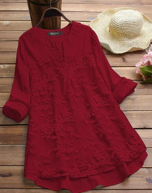 Checkout this latest Tops & Tunics
Product Name: *Urbane Glamorous Women Tops & Tunics*
Fabric: Cotton
Sleeve Length: Three-Quarter Sleeves
Pattern: Embroidered
Multipack: 1
Sizes:
S (Bust Size: 36 in, Length Size: 28 in) 
M (Bust Size: 38 in, Length Size: 28 in) 
L (Bust Size: 40 in, Length Size: 30 in) 
XL (Bust Size: 42 in, Length Size: 30 in) 
XXL (Bust Size: 44 in, Length Size: 30 in) 
Country of Origin: India
Easy Returns Available In Case Of Any Issue


Catalog Rating: ★3.4 (5)

Catalog Name: Urbane Glamorous Women Tops & Tunics
CatalogID_16821509
C79-SC1020
Code: 853-63287656-945