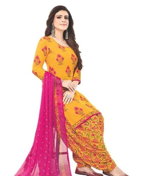 Checkout this latest Suits
Product Name: *Fashion valley Crepe Printed Salwar Suit Material  (Unstitched)*
Top Fabric: Synthetic + Top Length: 2 Meters
Bottom Fabric: Synthetic Crepe + Bottom Length: 2.26-2.50
Dupatta Fabric: Chiffon + Dupatta Length: 2.2 Meters
Lining Fabric: Synthetic
Type: Un Stitched
Pattern: Printed
Net Quantity (N): Single
Look flawless when you drape this beautiful punjabi patiyala clothing design with artistic approach of floral motif. This wonderful Crepe patiala chudithar will be a latest addition to your wardrobe. This unstitched trendy churidhar dress can be used for festive,wedding,office and casual wear. The salwar kameez designer comes along with a beautiful long dupatta which looks lovely. One of the best churidar kameez suit you will choose for yourself in the indian ethnic wear summer designs collection.The chudi material is printed and contains kurta, salwar and dupatta.Flaunt your curves & grab complimenting views with this cheap and best chudidhar like never before. Targets : Women, Ladies, Chudidar Packing Fabric: Crepe
Country of Origin: India
Easy Returns Available In Case Of Any Issue


SKU: FVVARSHA3561
Supplier Name: JFV

Code: 714-63356535-0091

Catalog Name: Aagyeyi Ensemble Salwar Suits & Dress Materials
CatalogID_16841351
M03-C05-SC1002
