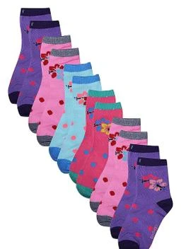 Girls Socks, Cotton Ankle Length Socks (Set of 10 Pairs) - Tendsy